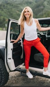 Zyia Red Everywhere Zipper Joggers XXL